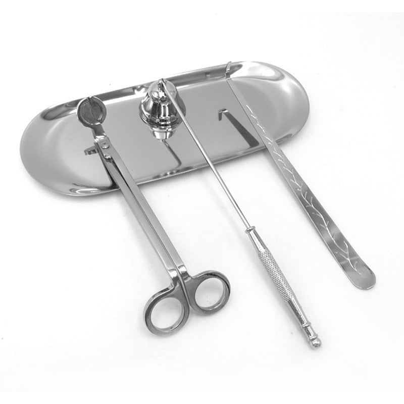 Candle Wick Care Set - 4 Pieces - Trimmer, Extinguisher, Dipper, and Tray