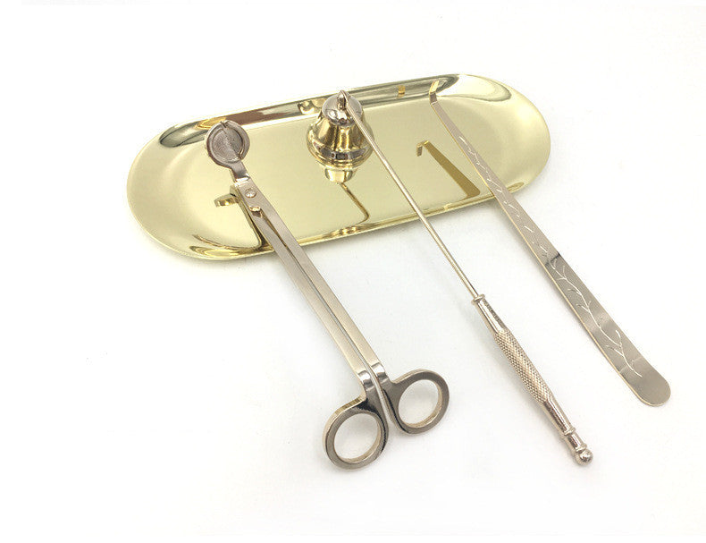 Candle Wick Care Set - 4 Pieces - Trimmer, Extinguisher, Dipper, and Tray