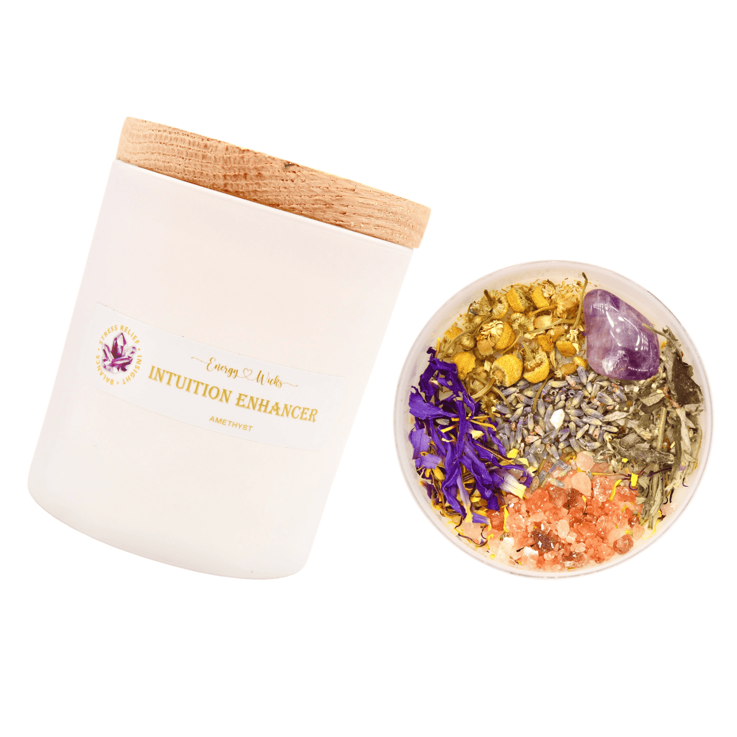 Intuition Enhancer - White Crystal Candle