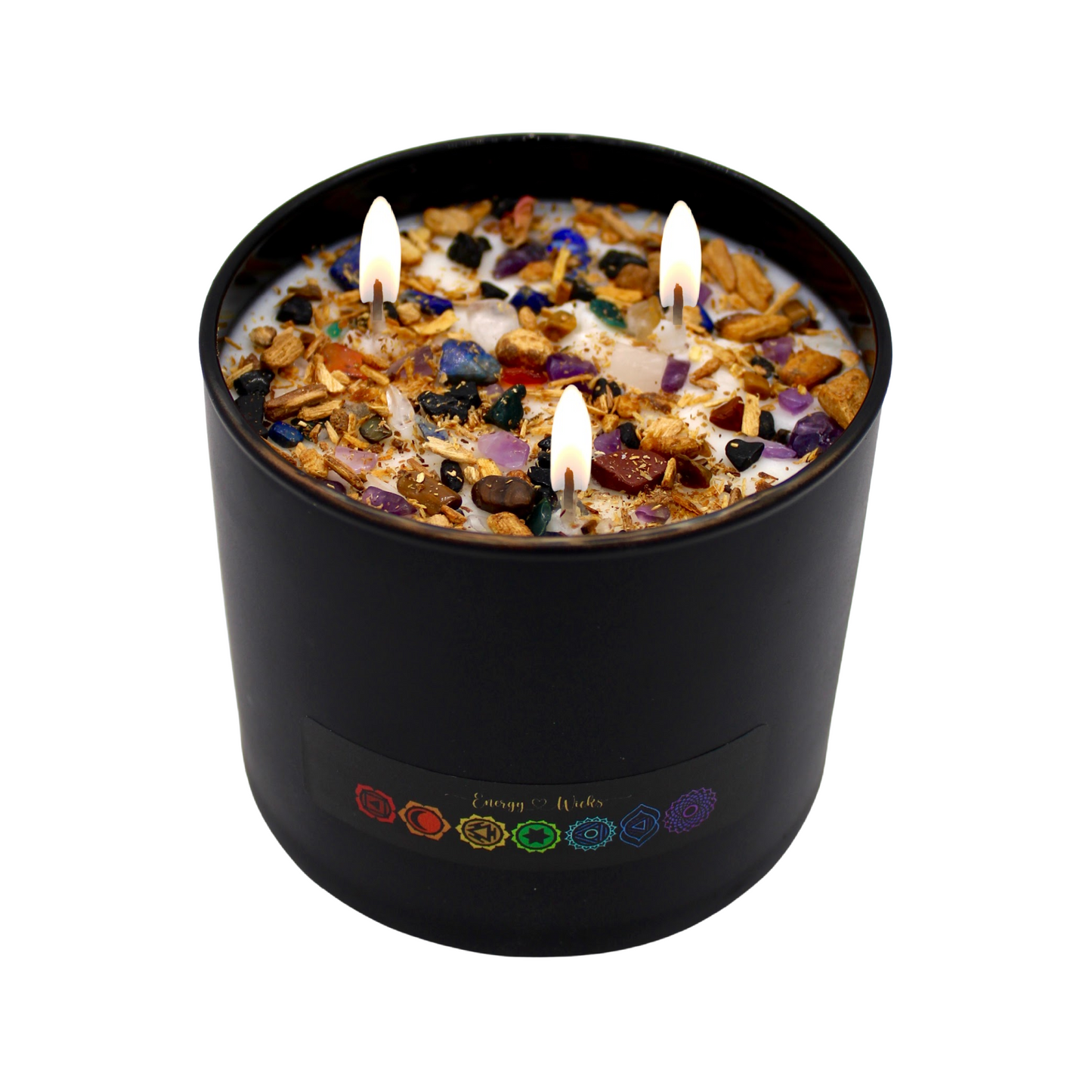 Seven (7) Stone Chakra - Black Crystal Candle