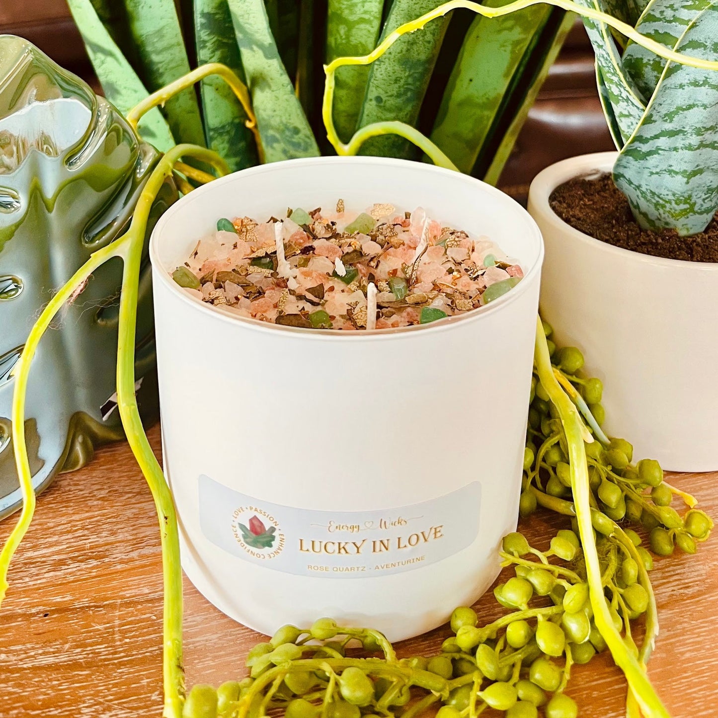 Lucky In Love - White Crystal Candle