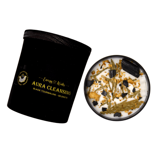 Aura Cleansing -  Black Crystal Candle