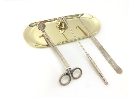 Candle Wick Care Set - 4 Pieces - Trimmer, Extinguisher, Dipper, and Tray