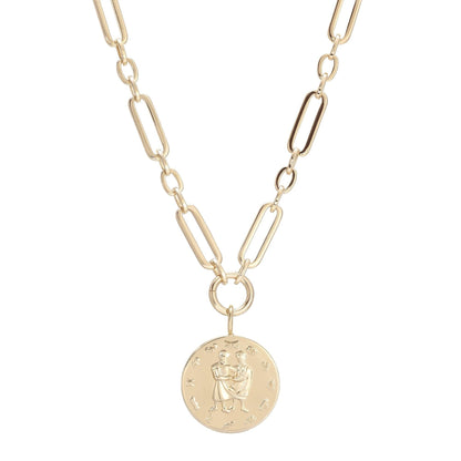 Zodiac Pendant with Large Modified Figaro Chain Necklace