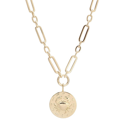 Zodiac Pendant with Large Modified Figaro Chain Necklace