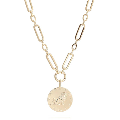 Zodiac Pendant with Large Modified Figaro Chain Necklace