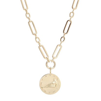 Zodiac Pendant with Large Modified Figaro Chain Necklace