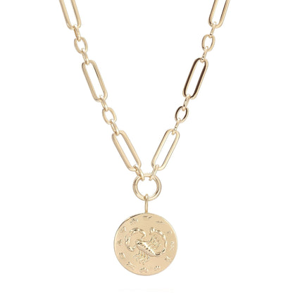 Zodiac Pendant with Large Modified Figaro Chain Necklace