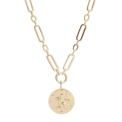 Zodiac Pendant with Large Modified Figaro Chain Necklace