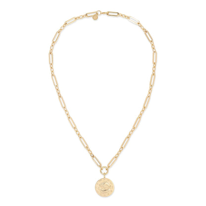 Zodiac Pendant with Large Modified Figaro Chain Necklace