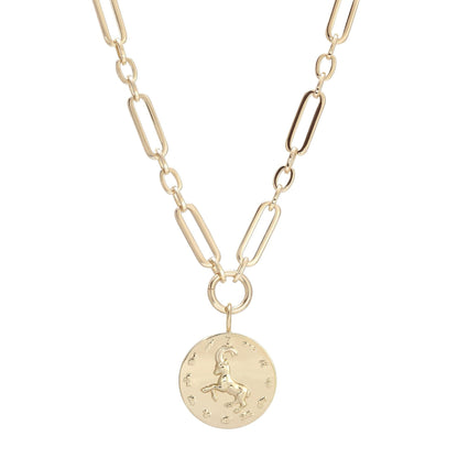 Zodiac Pendant with Large Modified Figaro Chain Necklace