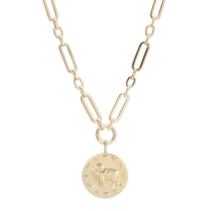 Zodiac Pendant with Large Modified Figaro Chain Necklace