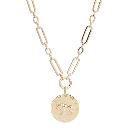 Zodiac Pendant with Large Modified Figaro Chain Necklace