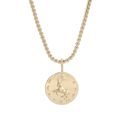 Zodiac Pendant with Thin Box Chain Necklace