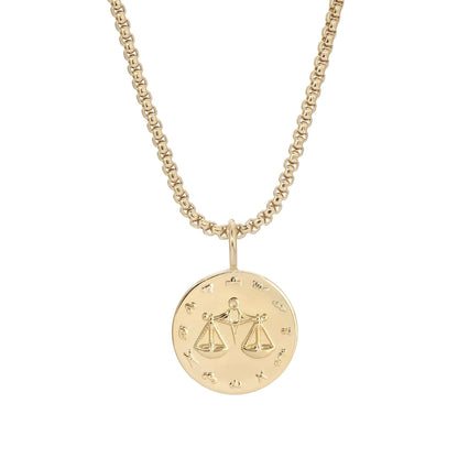 Zodiac Pendant with Thin Box Chain Necklace