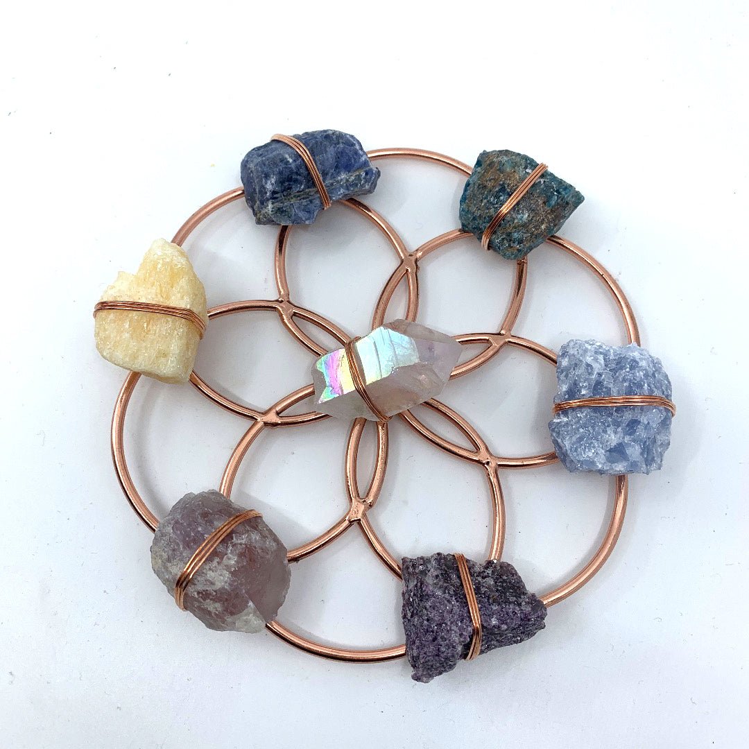 Aura Balancing - Flower of Life Healing Crystal Grid - Small