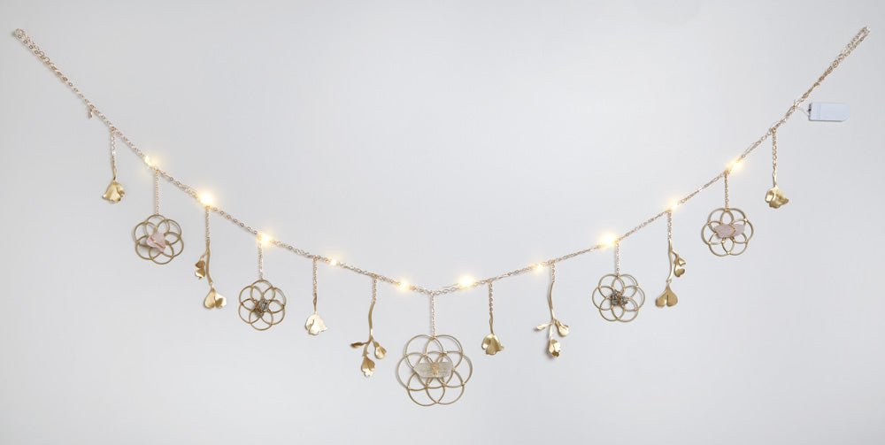 Flower of Life Healing Crystal Grid Garland with String Lighting