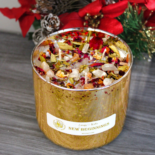 New Beginnings - Gold Crystal Candle