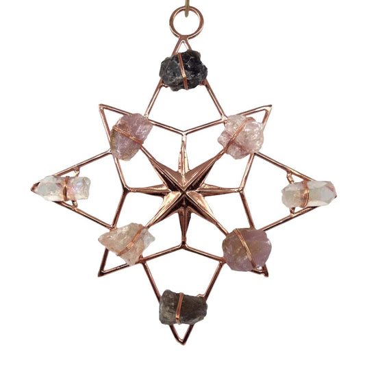 North Star Healing Crystal Grid - Smokey, Aura, Fire, Lavender Rose Quartz