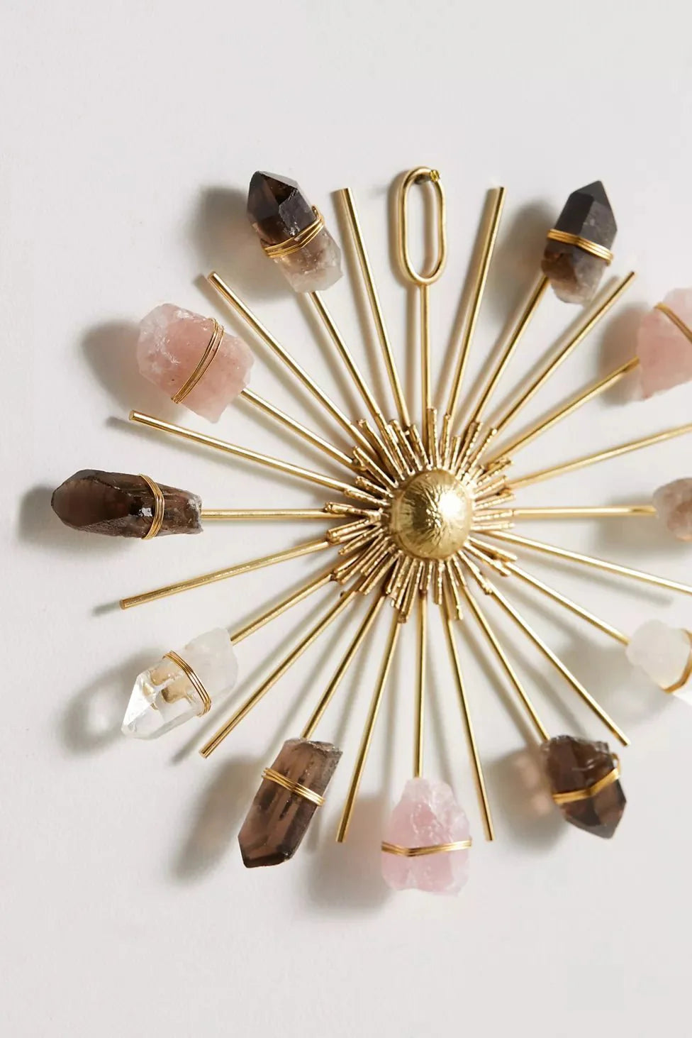 Triple Quartz Sunburst Healing Crystal Grid - Clear, Smoky, Rose Quartz